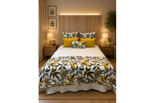 Plaid Acolchoado Folhas